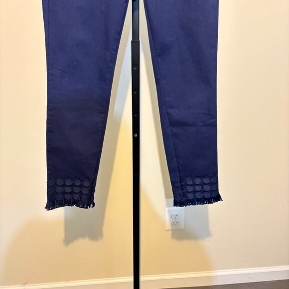 Lilly Pulitzer South Ocean Skinny Crop True Navy Fringe Cuff Pants - Picture 6 of 12